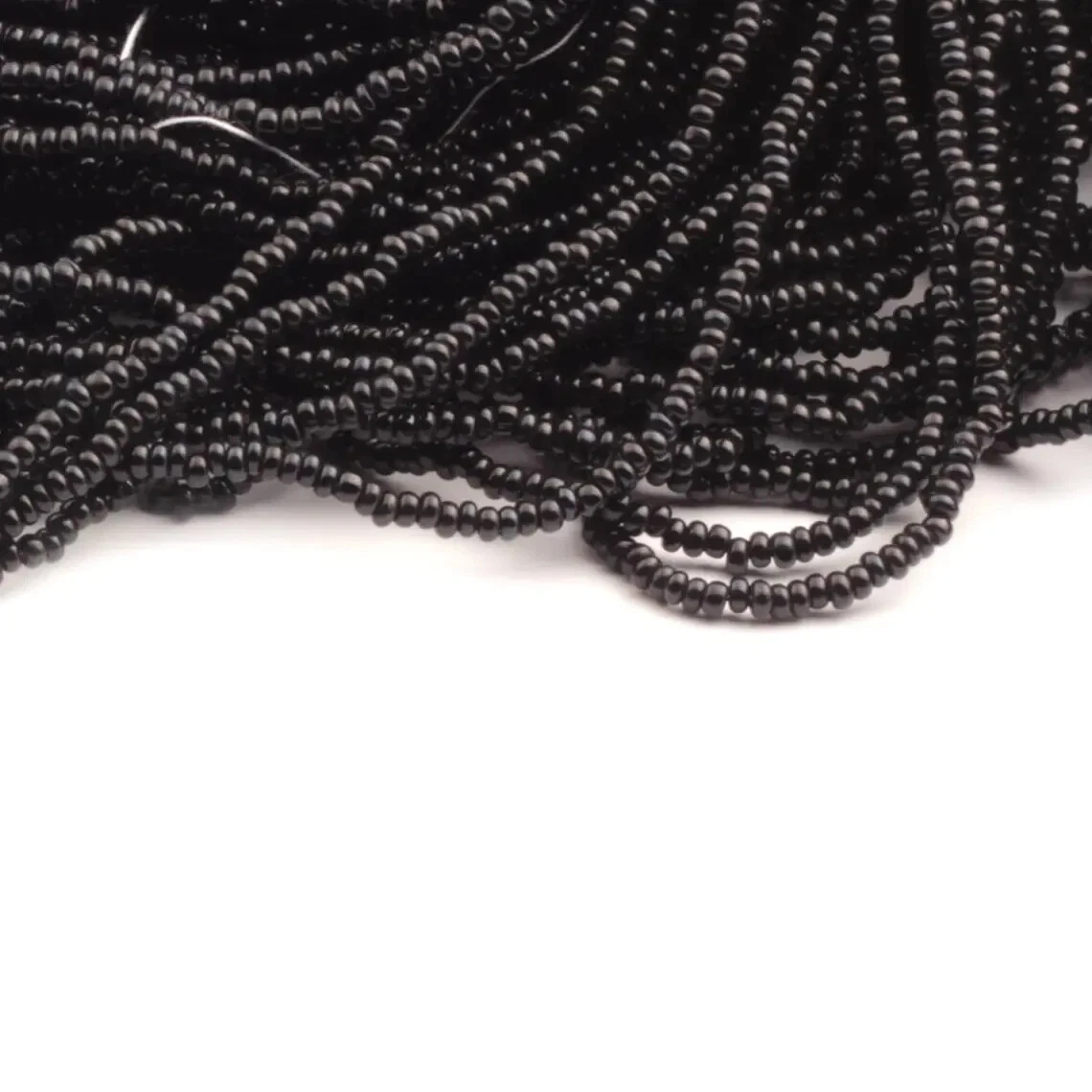 Master Hank 50000 Vintage Czech black rondelle poppy seed glass beads 20bpi