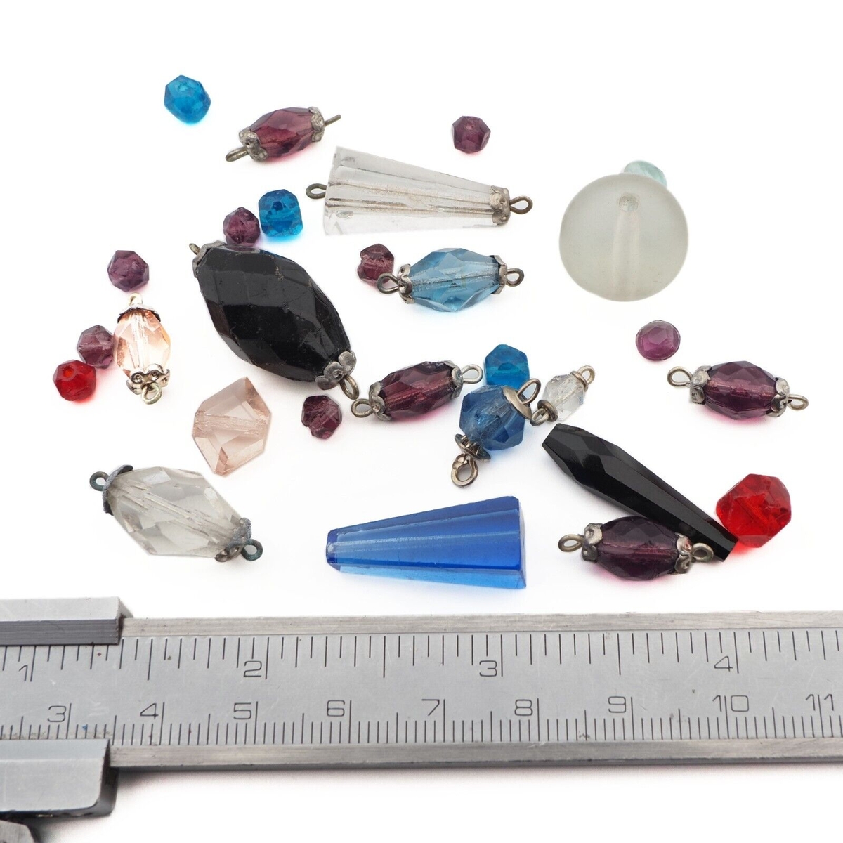 Lot (28) antique Czech assorted glass beads connectors