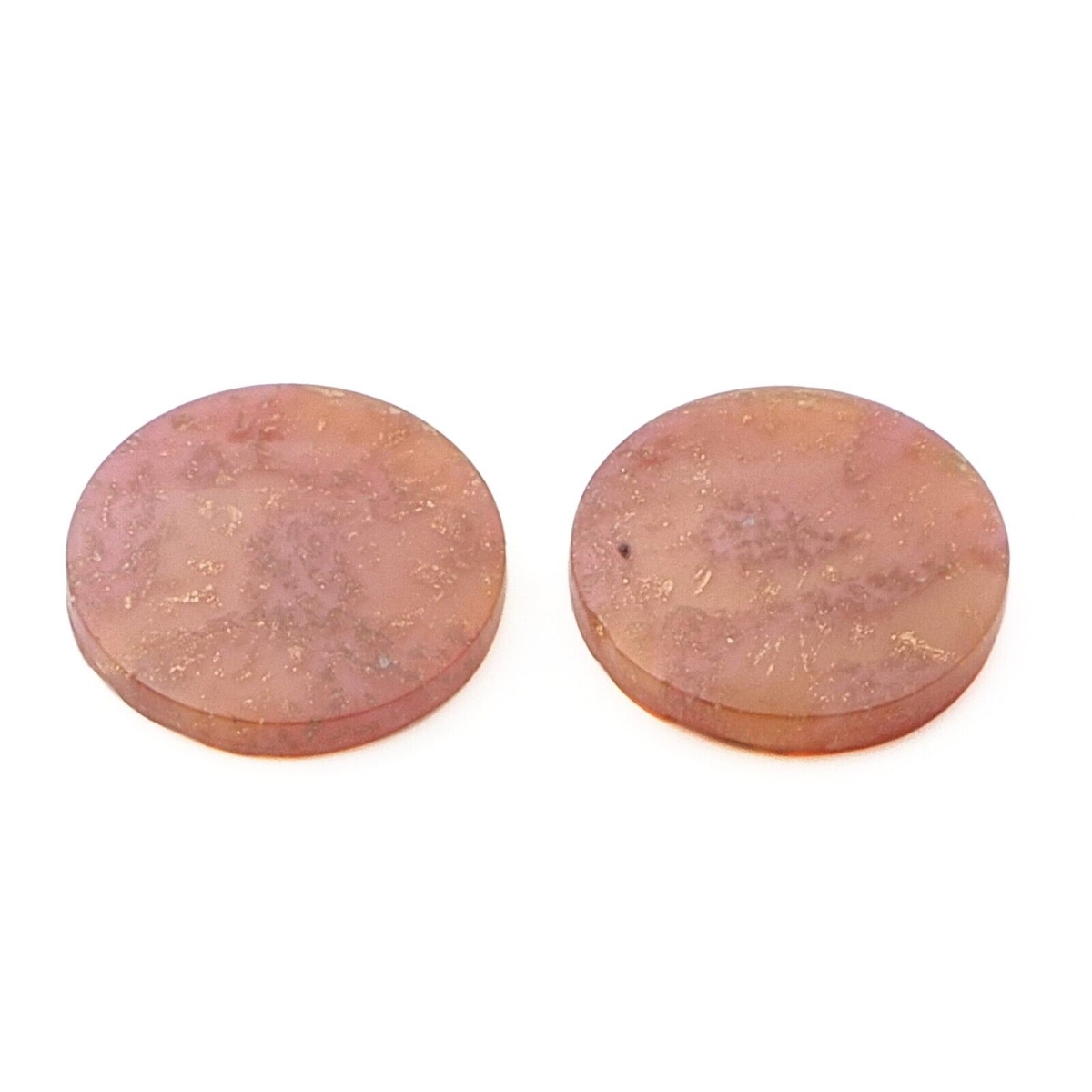 Lot (2) Czech vintage aventurine gold carnelian lozenge glass cabochons 18mm