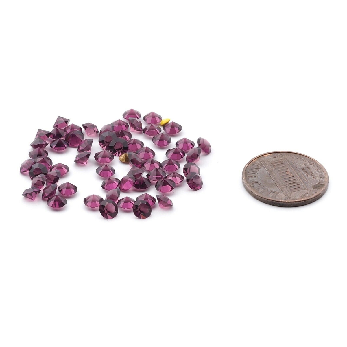 Lot (55) Czech vintage round faceted purple amethyst glass rhinestones 4mm