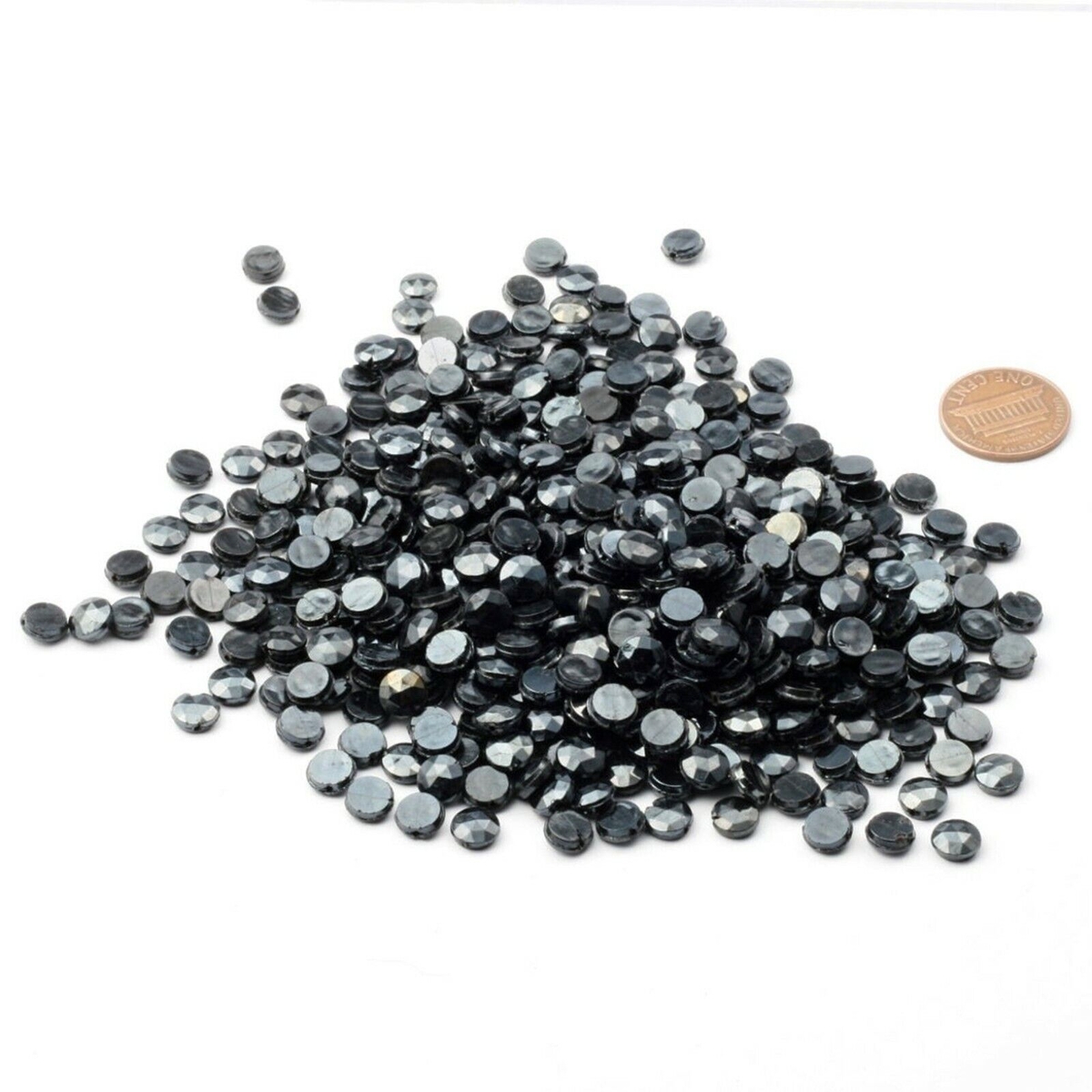 Lot (460) antique Czech black lustre faceted nailhead glass beads 7mm