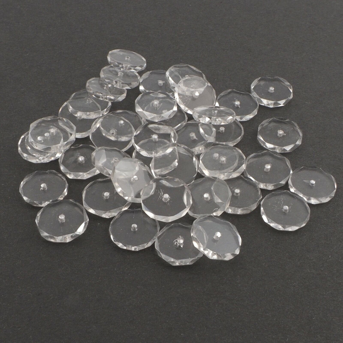 Lot (41) Czech rare antique hand faceted rondelle clear glass beads 13-15mm