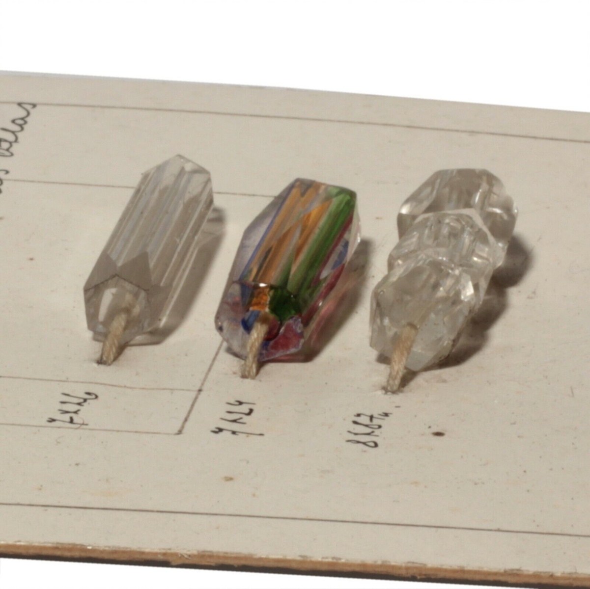 Vintage Czech 1930's sample satin atlas crystal rainbow faceted glass beads