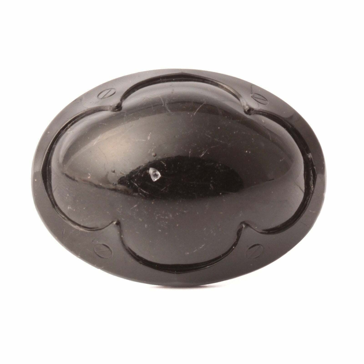 Czech Art Nouveau black glass hat pin topper bead 36mm