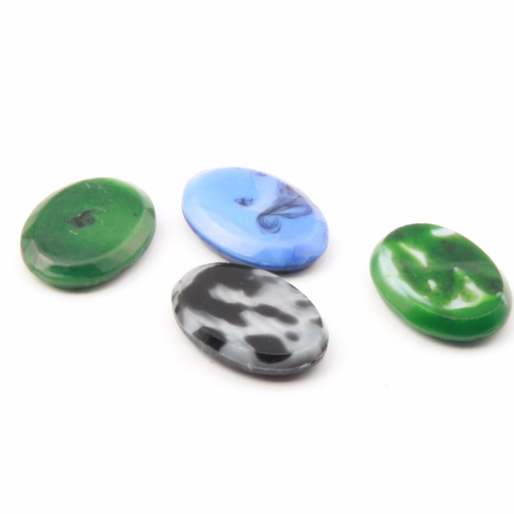 Lot (4) Czech vintage satin marble oval lozenge glass cabochons 18x13mm