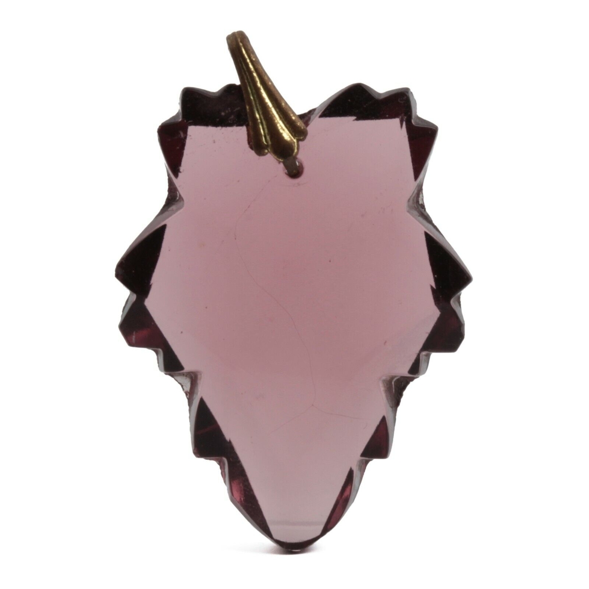 Czech antique hand cut amethyst geometric faceted pendant glass bead 35mm