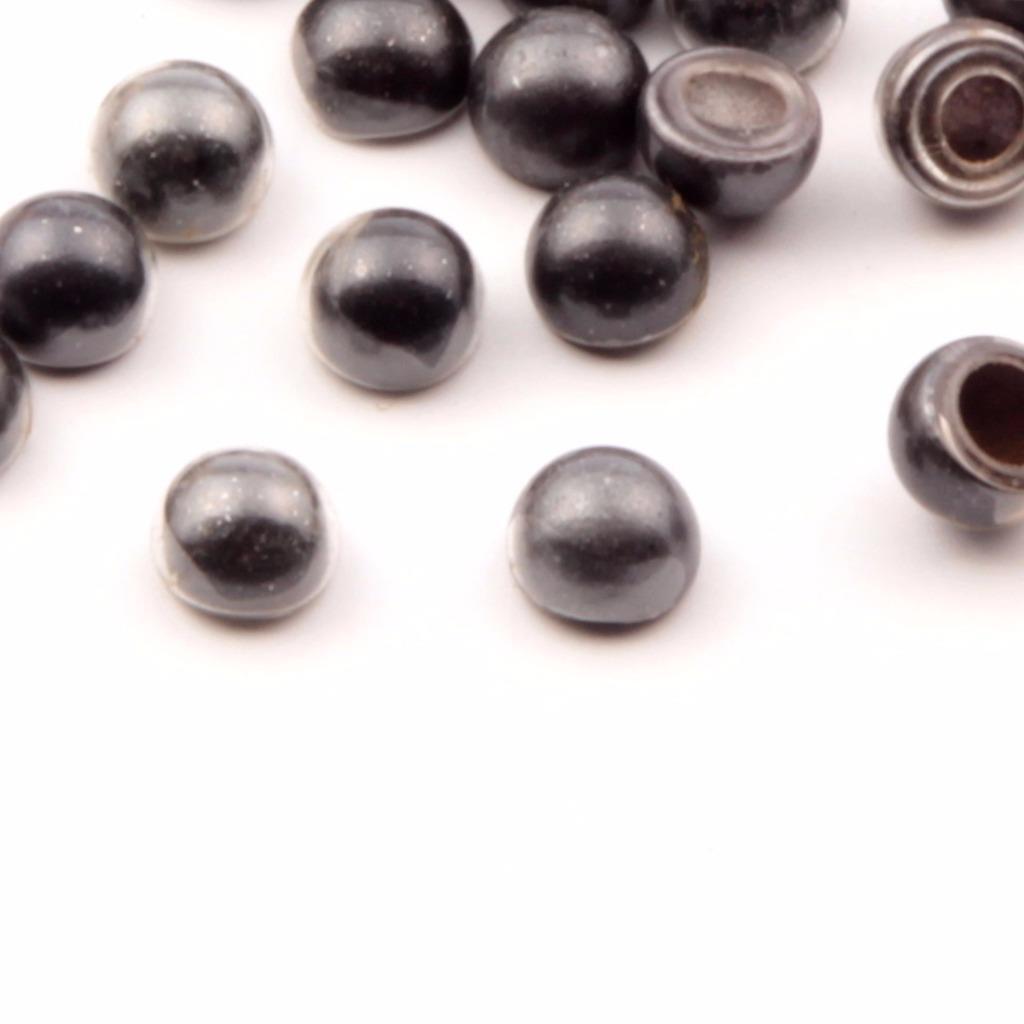 Lot (72) vintage Czech metallic coated wax pearl wachsperlen domed cabochons 5mm