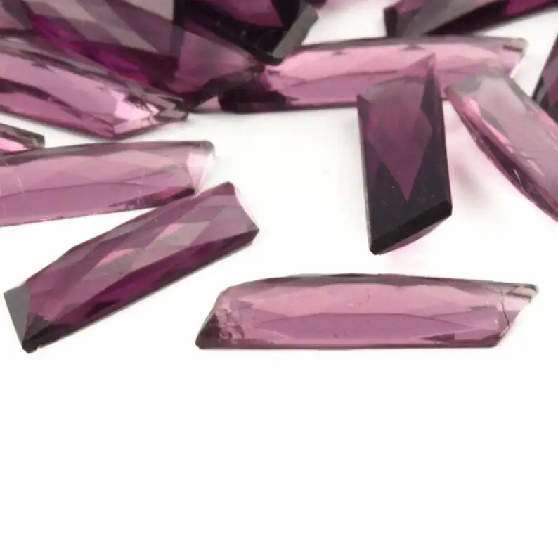 Lot (26) Vintage Czech purple parallelogram flatback glass rhinestones 20x6mm