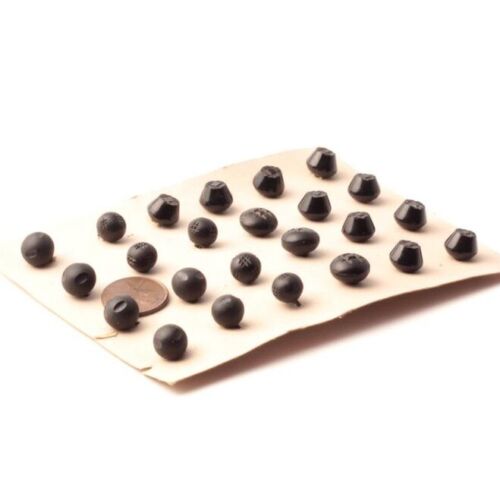 Card (24) antique Czech dimi ball cone black glass buttons