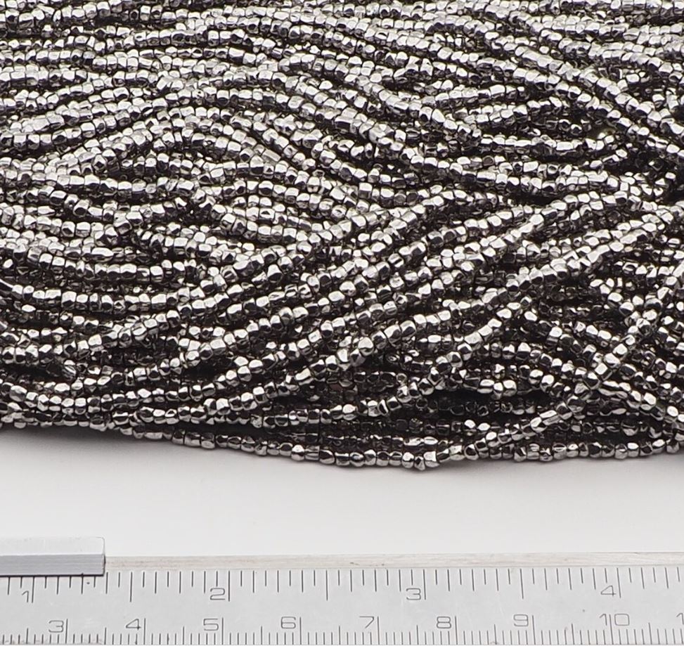Big lot Hank 22000pcs vintage Czech MARCAZITE faceted glass seed beads 15bpi