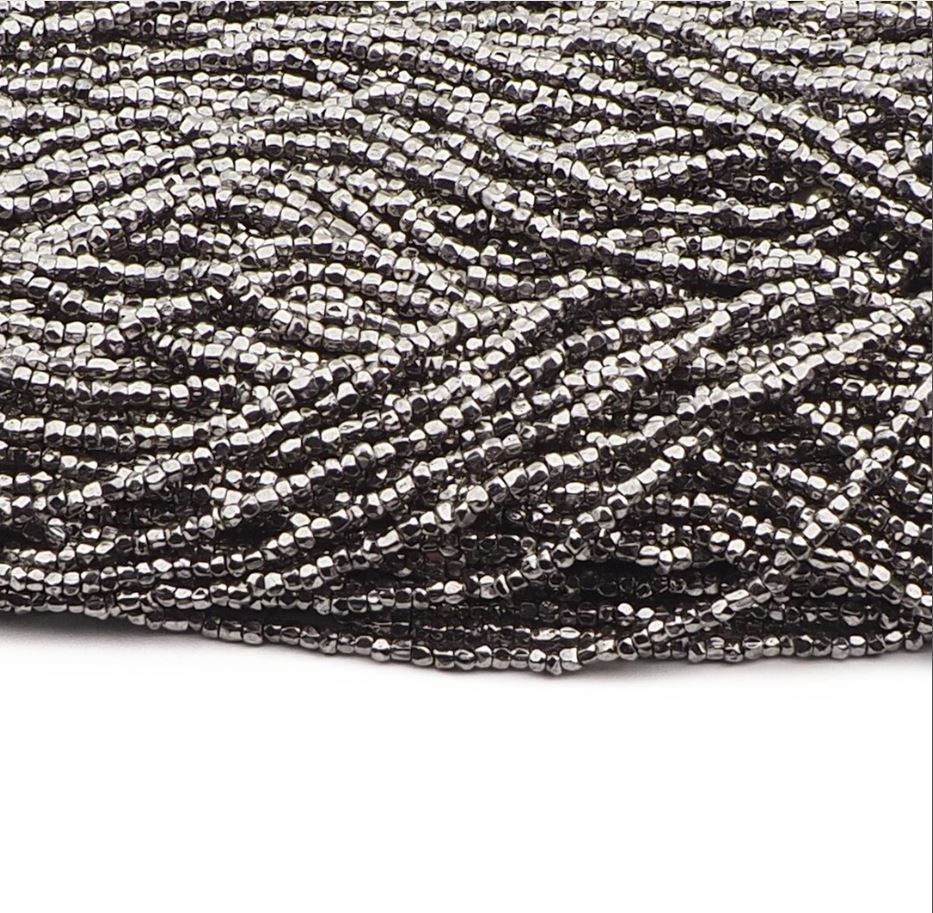 Big lot Hank 22000pcs vintage Czech MARCAZITE faceted glass seed beads 15bpi