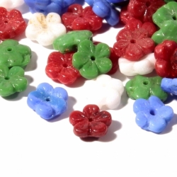 Lot (160) 7mm vintage Czech realistic flower rondelle glass beads