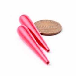Lot (2) 40mm antique Czech fire red teardrop earring headpin glass beads