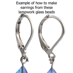 Lot of (2) Czech lampwork opaline uranium vaseline tooth earring pendant glass beads