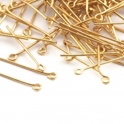 Lot (325) Vintage gold metal chandelier connector pins prism hangers loop head 20mm 
