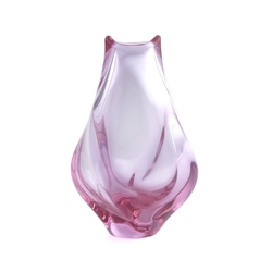 Vintage Czech 1960's Alexandrite glass flower vase mid century modern