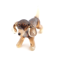 Czech lampwork glass miniature Basset hound dog figurine ornament