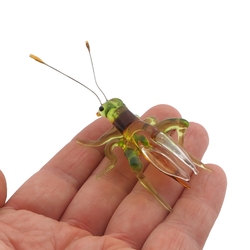 Czech lampwork glass miniature grasshopper Cicada insect figurine ornament