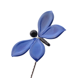 Czech lampwork blue glass bead butterfly stem ornament decoration