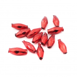 Lot (12) Czech red oval faceted blown mercury glass Christmas garland beads 25mm
