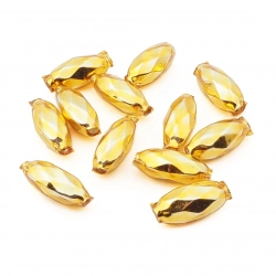 Lot (12) Czech gold oval faceted blown mercury glass Christmas garland beads 25mm