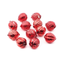 Lot (12) Czech red blown mercury glass walnut Christmas garland beads 30mm