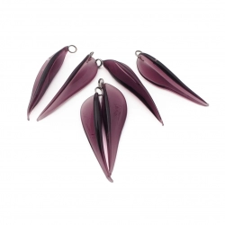 Lot (6) large Czech lampwork purple flower petal leaf earring pendant glass beads