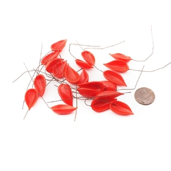 Lot (21) Czech antique lampwork red glass flower petal head pin beads