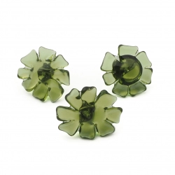 Lot (3) Czech lampwork topaz rustic flower earring glass beads