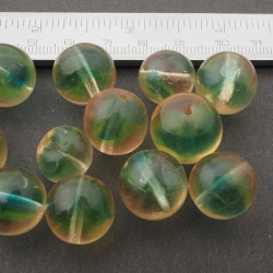 Lot (19) vintage Czech uranium bicolor swirl glass beads