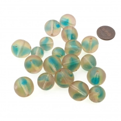Lot (19) vintage Czech uranium bicolor swirl glass beads