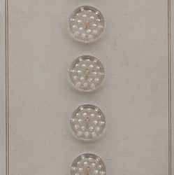 Sample card vintage Deco Czech intaglio spot clear glass buttons 18mm
