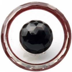 27mm antique Czech 2 part black beaded rosarian crystal bicolor faceted art glass button