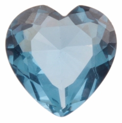 12mm large Czech vintage heart hand faceted synthetic spinel aqua blue gemstone