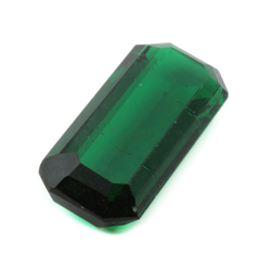 Large Czech vintage octagon rectangle Emerald green glass rhinestone 29x12mm