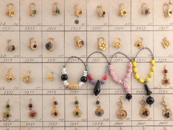1920's design sample card (64) Czech vintage rhinestone glass bead earrings