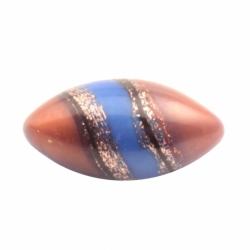 16mm antique Czech aventurine goldstone striped blue satin bicolor oval lampwork glass button