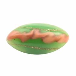 19mm antique Czech peach satin twist aventurine goldstone green opaline oval lampwork glass button