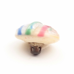 11mm antique Czech rainbow striped foil lampwork cream oval glass button