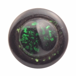 16mm antique Czech foil marble black green bicolor glass button