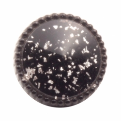 16mm antique Czech silver foil marble crystal black bicolor conical glass button