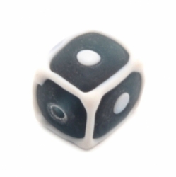 15mm vintage Czech white overlay black cube lampwork glass bead