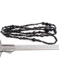 Lot (185) Czech vintage assorted black glass beads necklace element