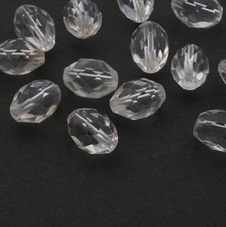 Lot (12) Czech vintage oval faceted crystal clear glass beads 15mm 