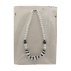 Vintage Czech necklace white black rondelle melon teardrop glass beads 