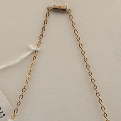 Vintage Czech gold chain necklace clear pentagon bicolor glass beads 