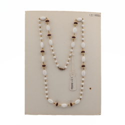 Vintage Czech link chain necklace white black beige glass beads 
