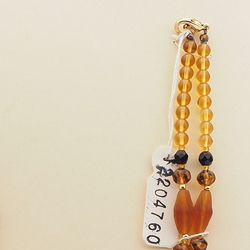 Vintage Czech necklace topaz black tortoise striped glass beads 