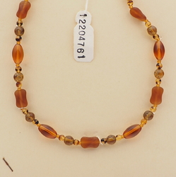 Vintage Czech necklace topaz frost tortoise striped glass beads 