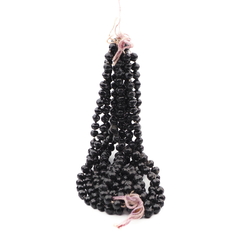 Hank (280) antique Victorian Czech blown black glass beads 7mm